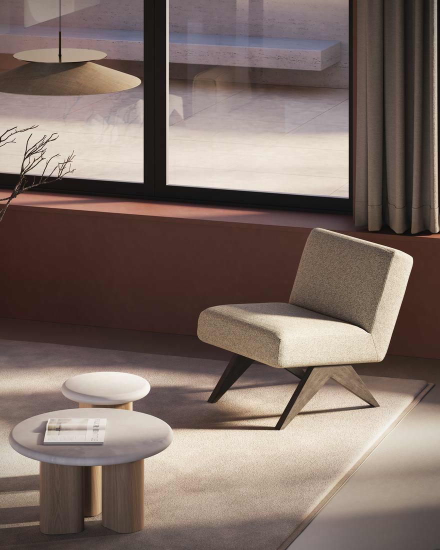 IMKA LOUNGE CHAIR - PILLAR COFFEE TABLE